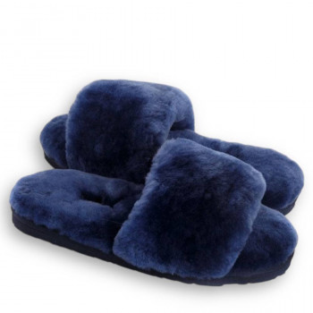 Женские UGG Fluff Slide Slippers Navy Blue