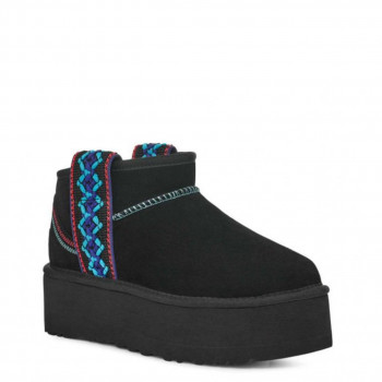Угги Ultra Mini Braid Platform Черные Угги Ultra Mini Braid Platform Черные